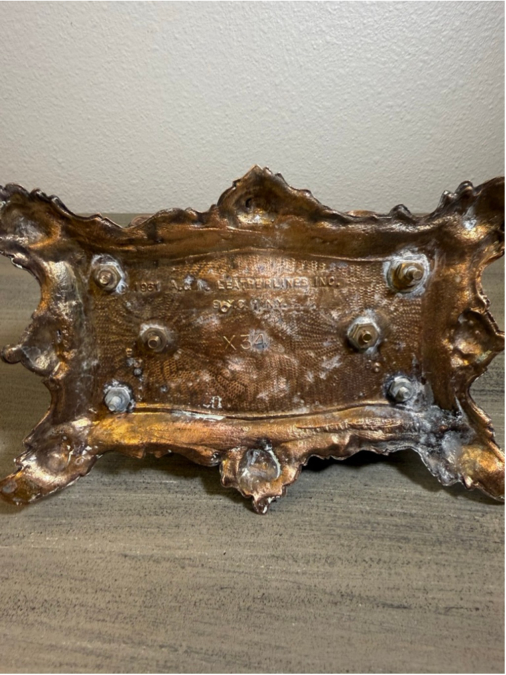 Vintage 1961 Rococo Cast Metal Mail Letter Holder Desk Organizer Bronze Finish - Picture 10 of 11
